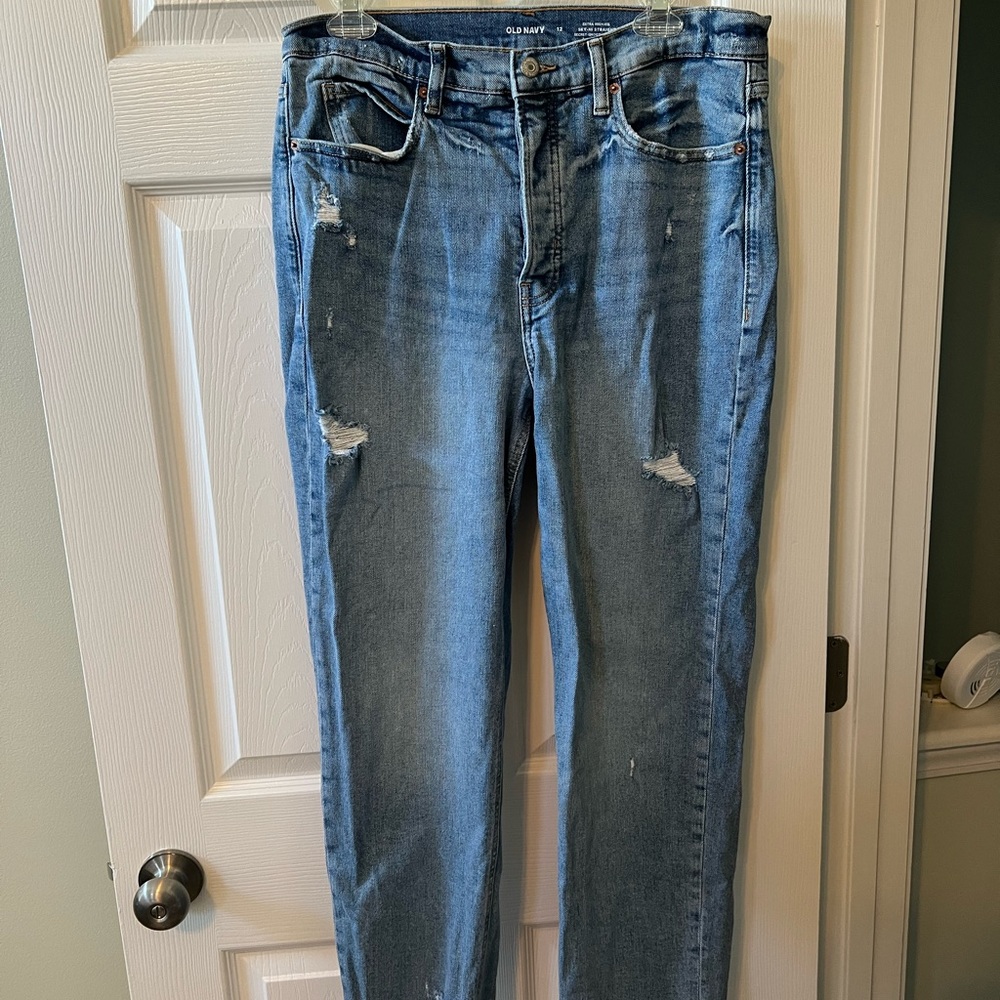 Old Navy Extra High-rise sky high straight leg jeans
